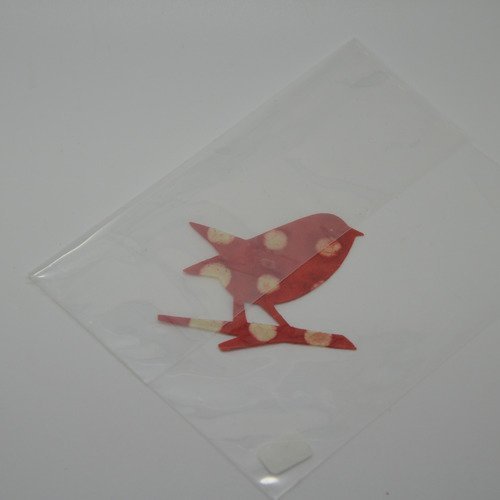 1 déco "oiseau" en papier - écru, rouge