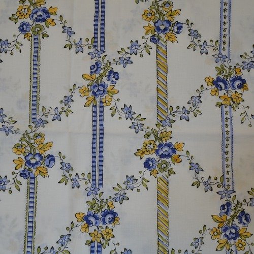 1m de tissu "les olivades" -  laize 150cm - blanc, jaune, bleu
