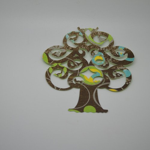 1 déco "arbre de vie" en papier - marron, vert