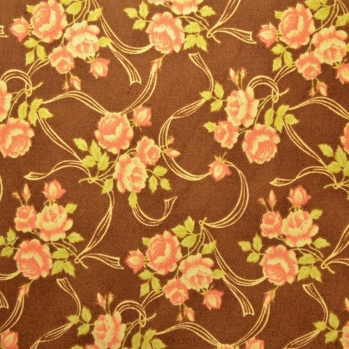 1 coupon de tissu patchwork - 30x110cm - rose orangé, marron