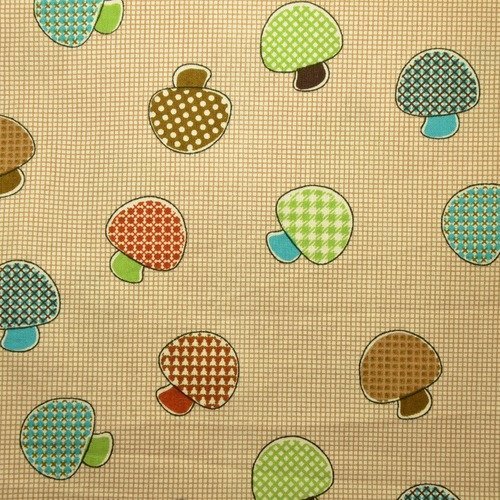 1 coupon de tissu patchwork - 65x70cm - marron, vert
