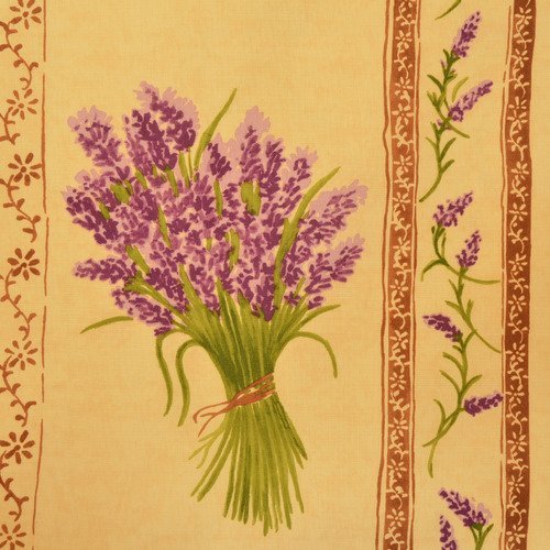 2 coupons de tissu pour rideaux - 110cm x 1/2 laize de 90cm - jaune pâle, violet