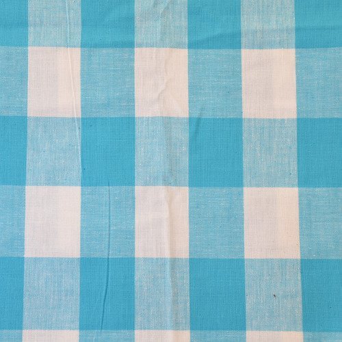 1 m de tissu à carreaux - laize 140cm - turquoise blanc