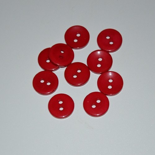 10 boutons ronds 15mm - rouge