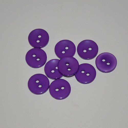 10 boutons ronds 15mm - violet
