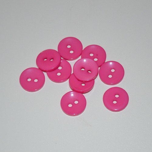 10 boutons ronds 15mm - rose fuchsia
