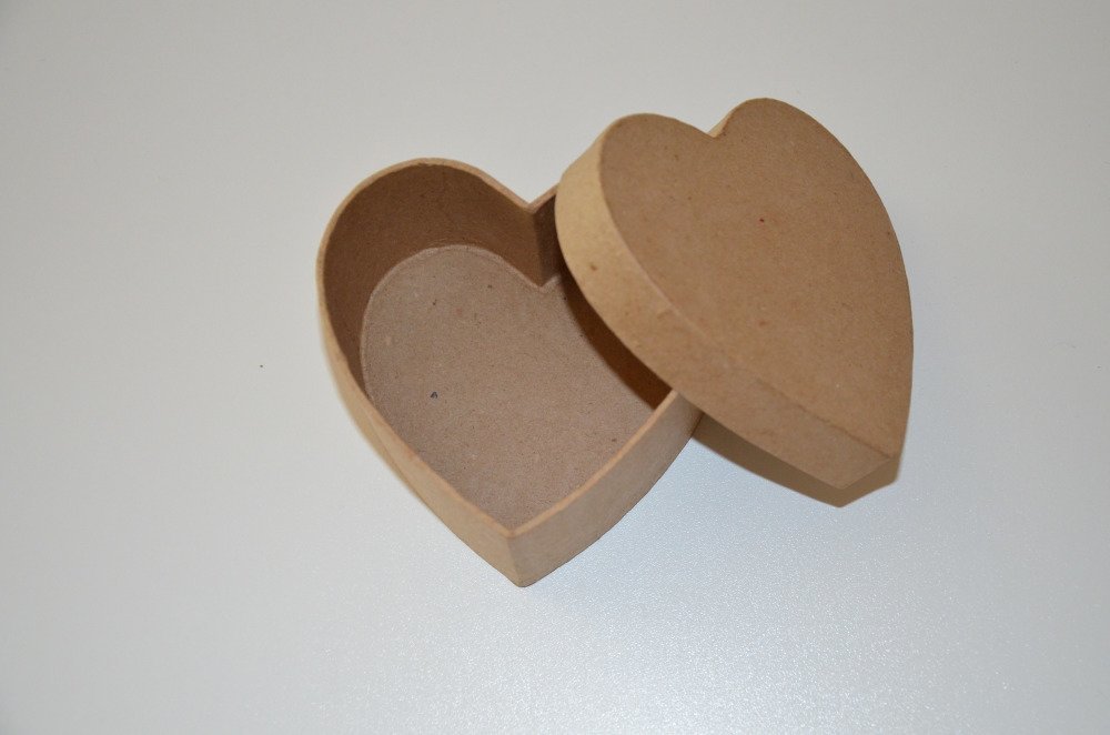 Boîte coeur 2 parties en carton 17 cm - Boite en carton à décorer - Creavea