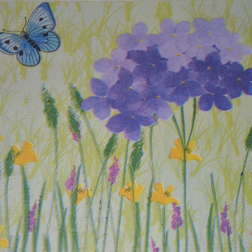 Serviette en papier protégée fleurs des champs - violet, vert