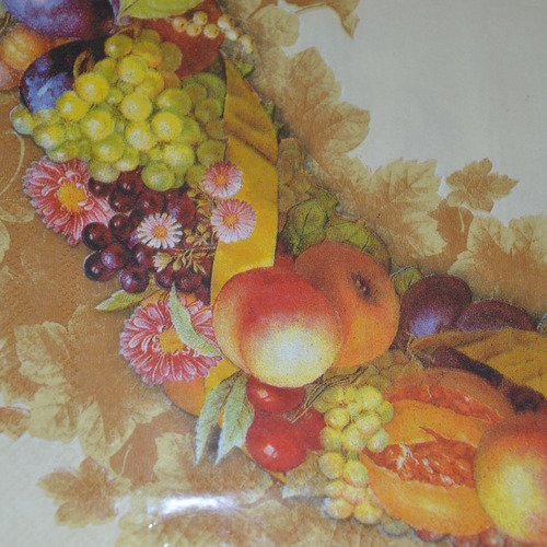 Serviette en papier protégée guirlande de fleurs et fruits d'automne - multicolore