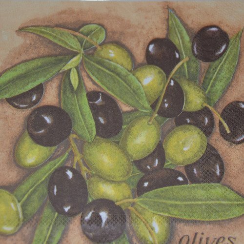 Serviette en papier protégée olives - noir, vert