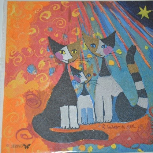 Serviette en papier protégée chats stylisés - multicolore