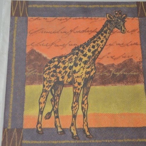 Serviette en papier protégée girafe - orange, marron