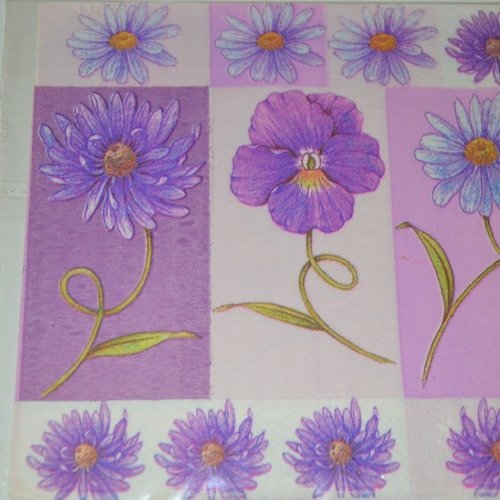 Serviette en papier protégée marguerites - violet, mauve