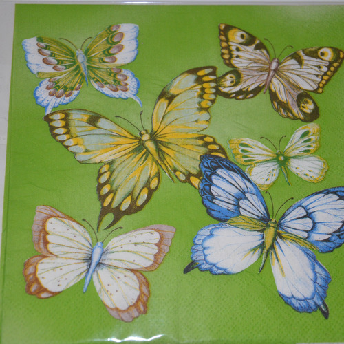 Serviette en papier protégée papillons - multicolore, vert