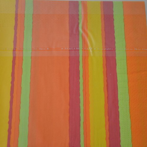 Serviette en papier protégée rayures - orange, jaune, vert
