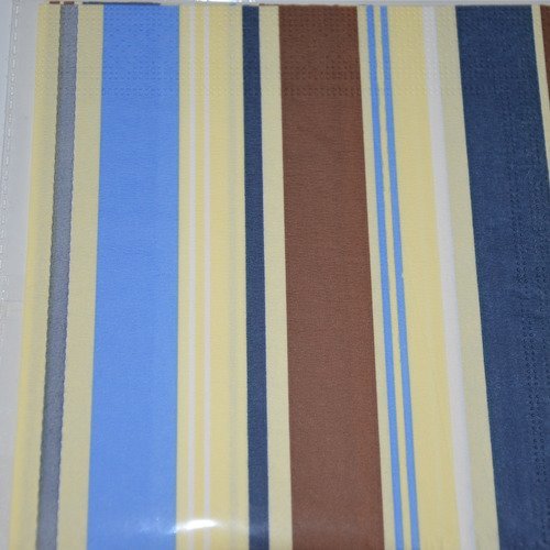 Serviette en papier protégée rayures - marron, jaune pâle, bleu