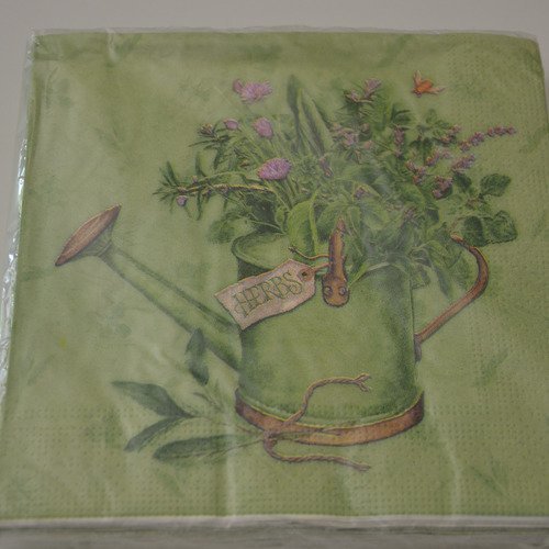20 serviettes en papier motifs bouquet de fleurs - vert, mauve