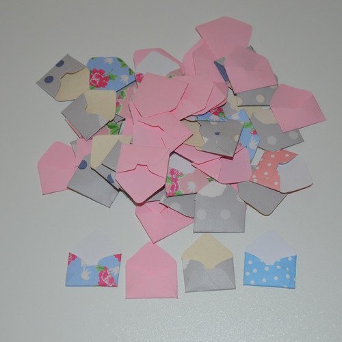 9gr d'enveloppes miniatures en papier - rose, bleu, gris