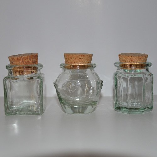 3 pots miniatures en verre 
