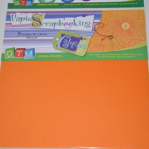 5 feuilles de papier calque pour scrapbooking - orange