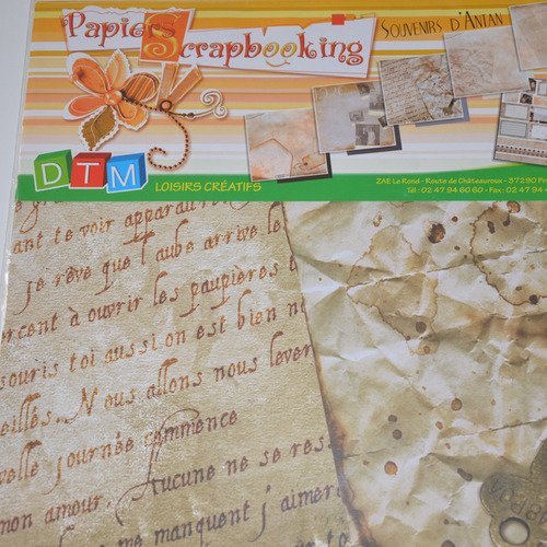 10 feuilles de papier pour scrapbooking ambiance souvenirs d'antan