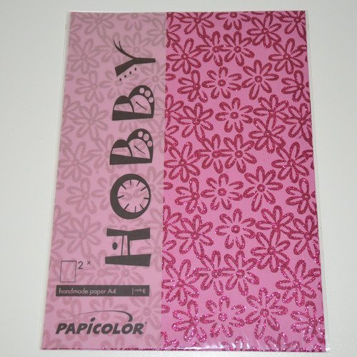 2 feuilles de papier artisanal pour déco - fleurs rose fuchsia