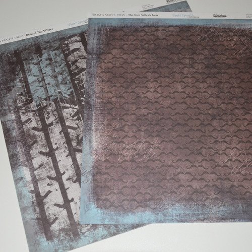 2 feuilles de papier pour scrapbooking - noir/bleu