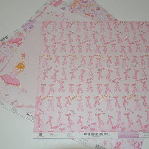 5 feuilles de papier pour scrapbooking - thème danse fille
