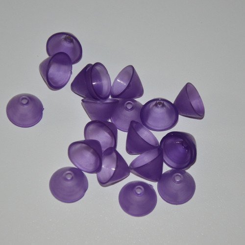 20 perles cône/chapeau chinois en lucite - violet