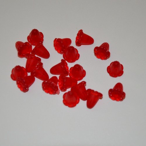 20 perles clochettes en lucite - rouge