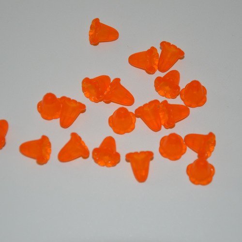 20 perles clochettes en lucite - orange