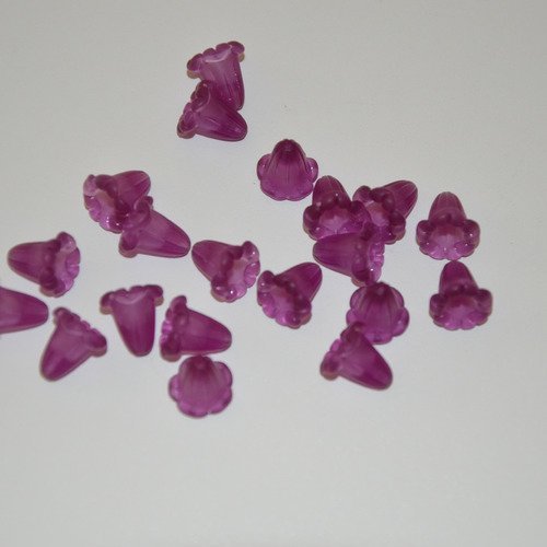 20 perles clochettes en lucite - violet