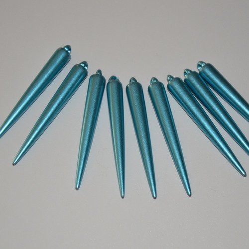 9 breloques cônes/piques en acrylique - turquoise