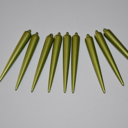 9 breloques cônes/piques en acrylique - vert