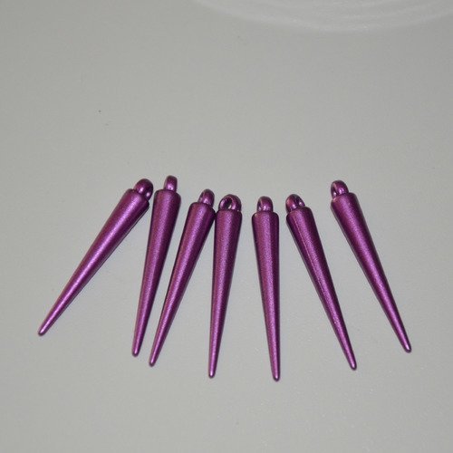 7 breloques cônes/piques en acrylique - violet