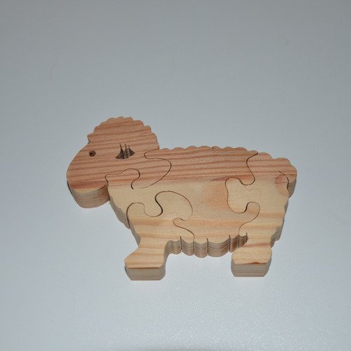 Puzzle mouton en bois brut à décorer - 4 pièces