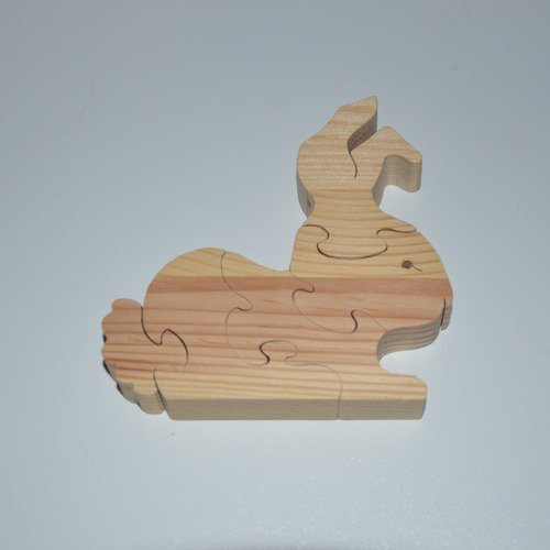 Puzzle lapin en bois brut à décorer - 5 pièces