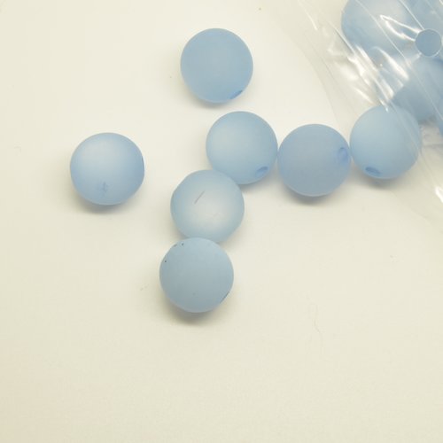 24 perles polaris - bleu grisé  - 14mm