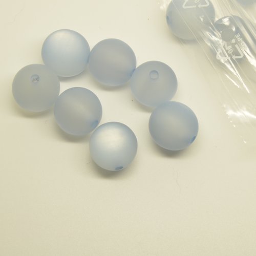 25 perles polaris - bleu grisé  - 17mm