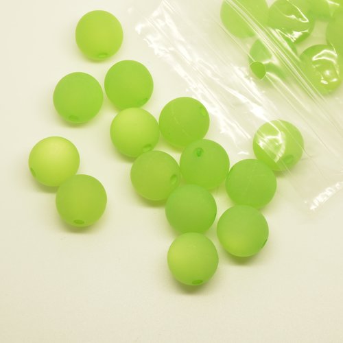 20 perles polaris - vert anis - 14mm