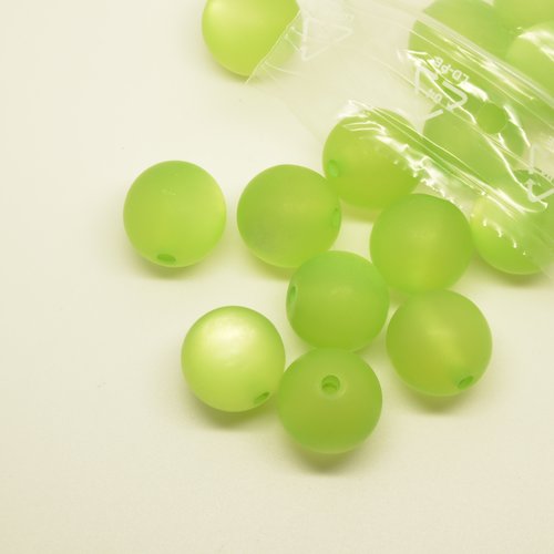 21 perles polaris - vert anis - 17mm