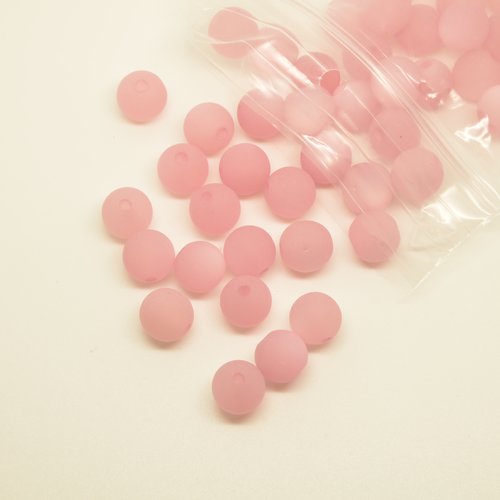 21 perles polaris - rose - 10mm