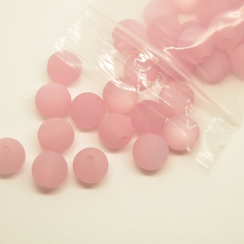 23 perles polaris - rose - 14mm