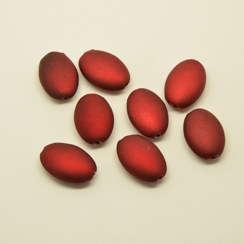 8 perles palets ovales - rouge foncé - 14x20mm