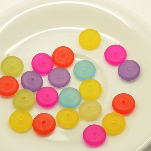 20 perles rondelles - couleurs variées - 12x4mm