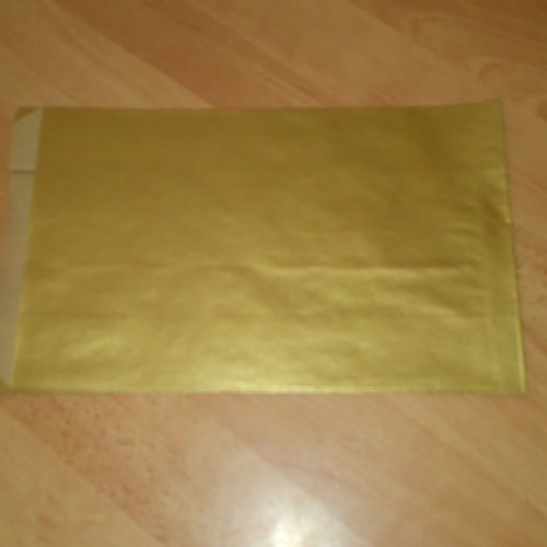 12 pochettes plates en papier pour emballage cadeau - doré - 16x27cm