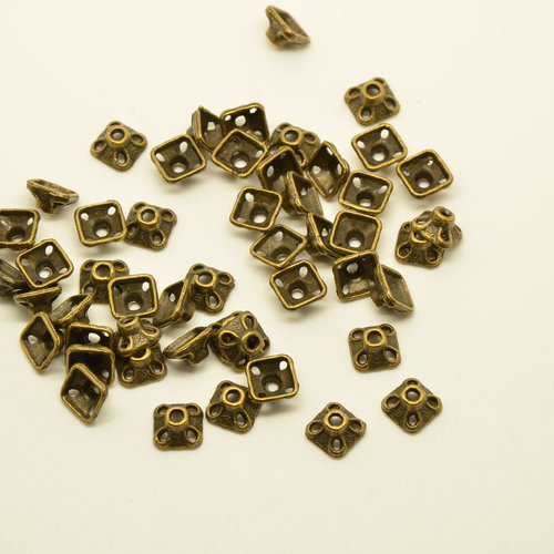 20 petites coupelles/calottes carrées - bronze - 7mm