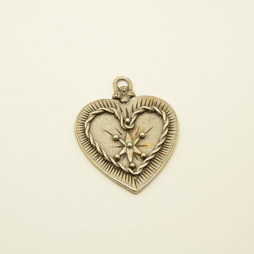 1 grand pendentif cœur - argent - 35x45mm