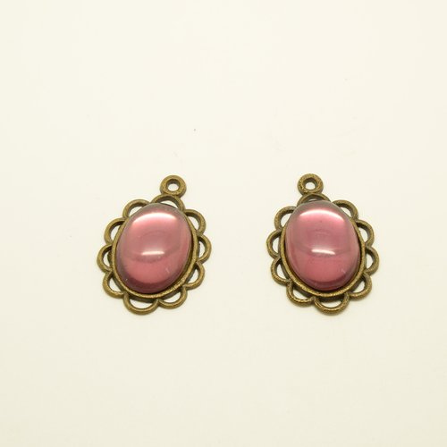 2 supports avec cabochons ovales 13x18mm - bronze - 20x29mm