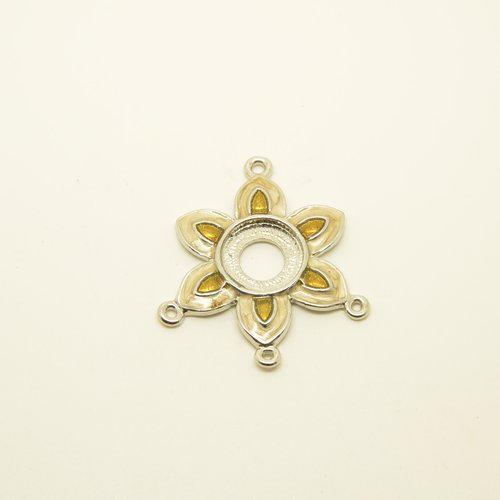 1 connecteur/pendentif fleur 4 trous - argenté, doré - 37x42mm